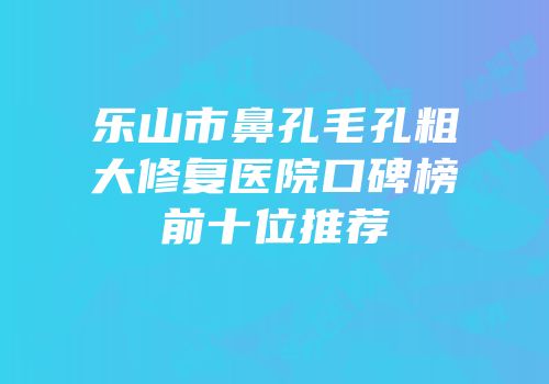 乐山市鼻孔毛孔粗大修复医院口碑榜前十位推荐