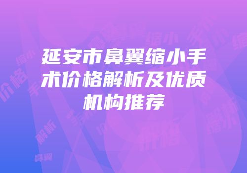 延安市鼻翼缩小手术价格解析及优质机构推荐