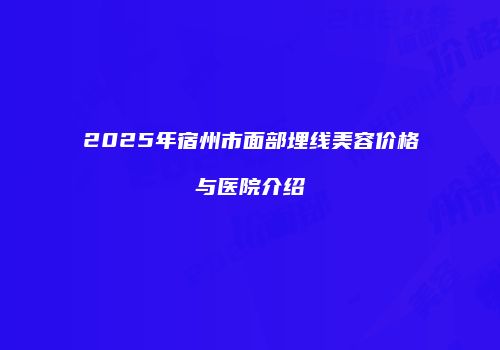 2025年宿州市面部埋线美容价格与医院介绍