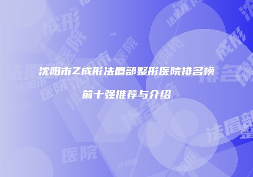沈阳市Z成形法眉部整形医院排名榜前十强推荐与介绍