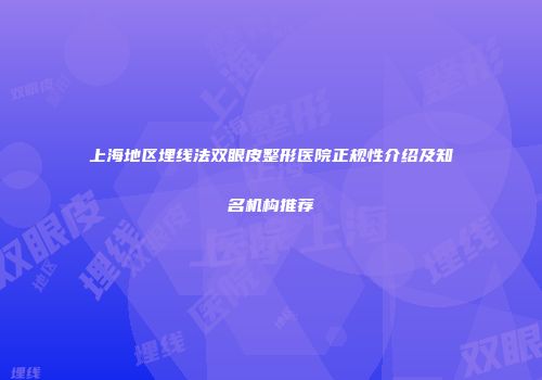 上海地区埋线法双眼皮整形医院正规性介绍及知名机构推荐