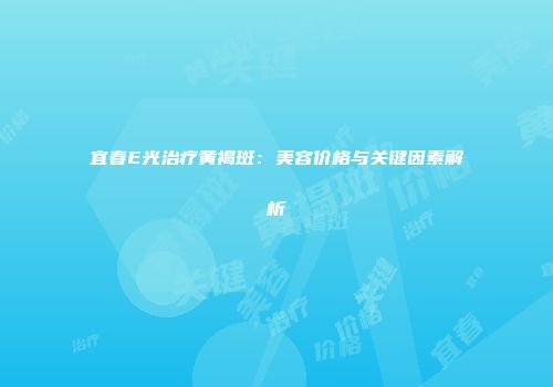 宜春E光治疗黄褐斑：美容价格与关键因素解析