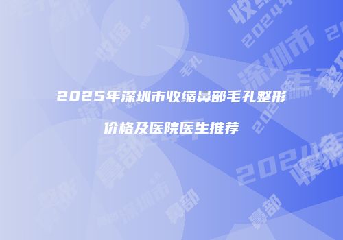 2025年深圳市收缩鼻部毛孔整形价格及医院医生推荐