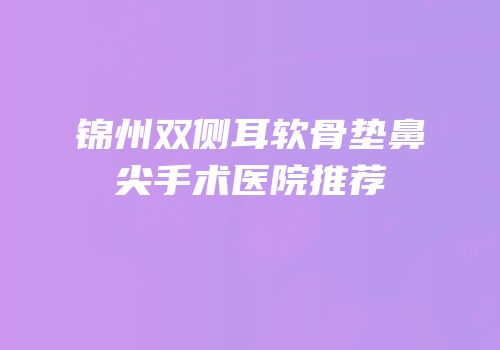 锦州双侧耳软骨垫鼻尖手术医院推荐