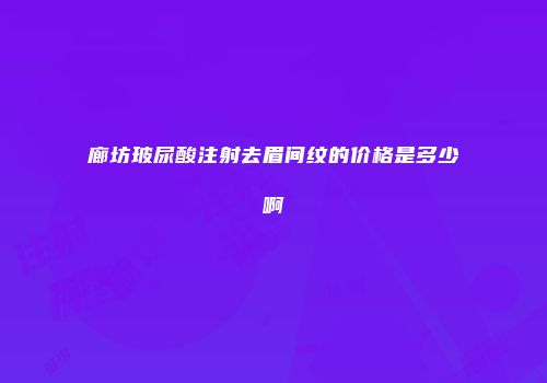 廊坊玻尿酸注射去眉间纹的价格是多少啊