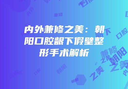 内外兼修之美：朝阳口腔龈下假壁整形手术解析