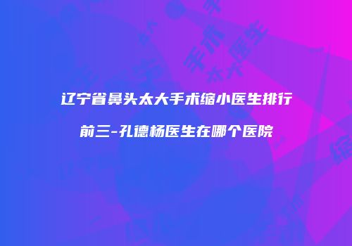 辽宁省鼻头太大手术缩小医生排行前三-孔德杨医生在哪个医院