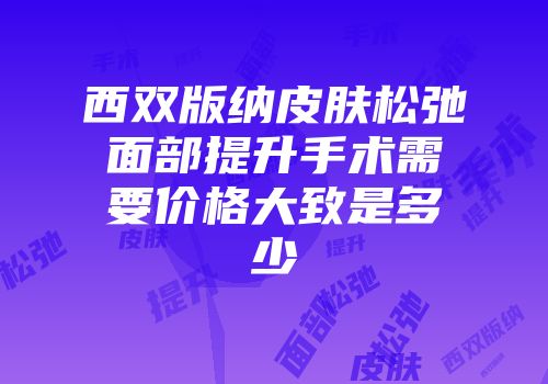 西双版纳皮肤松弛面部提升手术需要价格大致是多少