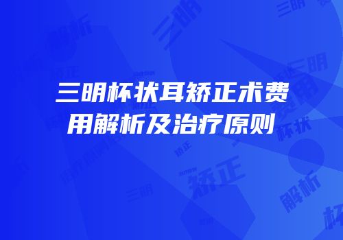 三明杯状耳矫正术费用解析及治疗原则