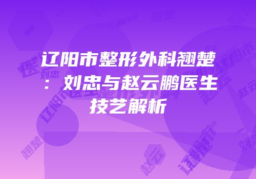辽阳市整形外科翘楚：刘忠与赵云鹏医生技艺解析