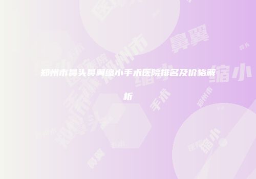 郑州市鼻头鼻翼缩小手术医院排名及价格解析