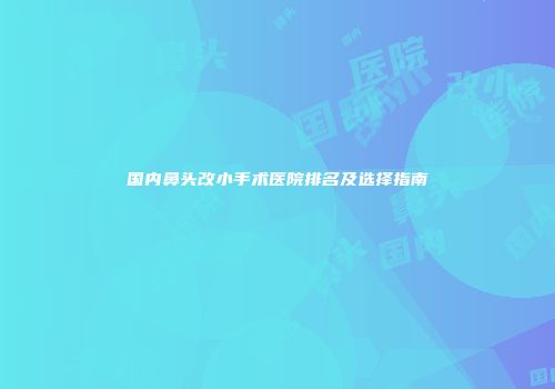 国内鼻头改小手术医院排名及选择指南