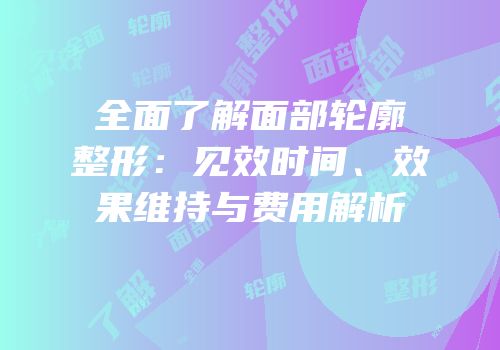 全面了解面部轮廓整形：见效时间、效果维持与费用解析
