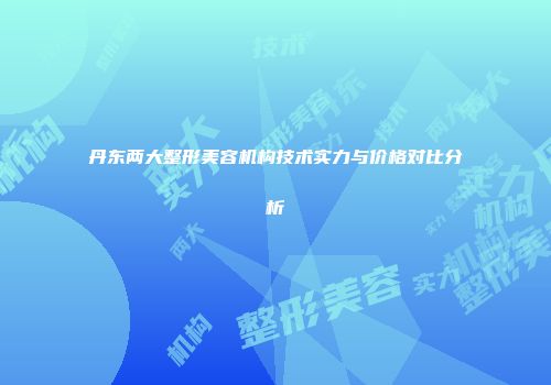 丹东两大整形美容机构技术实力与价格对比分析