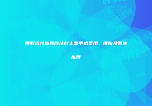 呼和浩特玻尿酸注射丰颞手术费用、医院及医生推荐