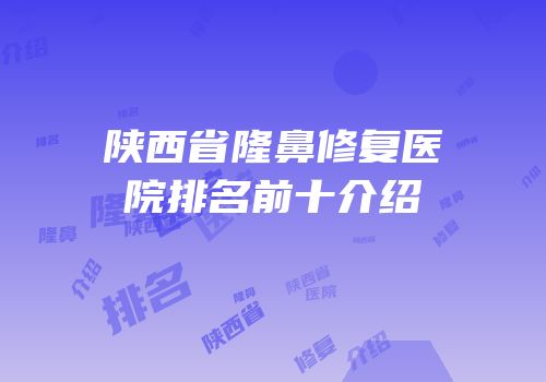 陕西省隆鼻修复医院排名前十介绍