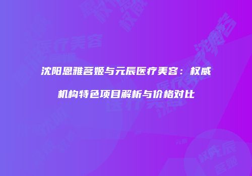 沈阳恩雅茗姬与元辰医疗美容：权威机构特色项目解析与价格对比