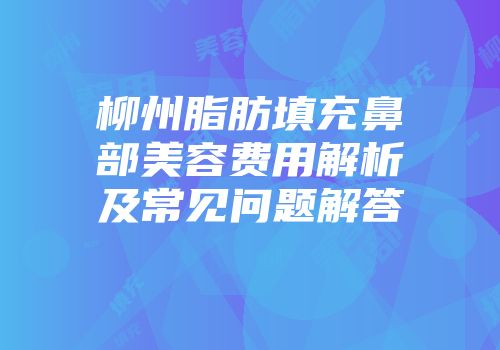 柳州脂肪填充鼻部美容费用解析及常见问题解答