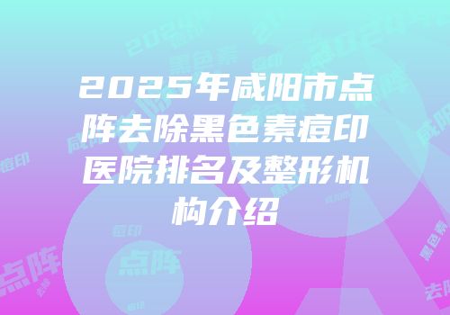 2025年咸阳市点阵去除黑色素痘印医院排名及整形机构介绍
