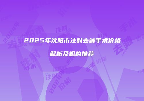 2025年沈阳市注射去皱手术价格解析及机构推荐