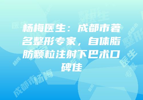 杨梅医生：成都市著名整形专家，自体脂肪颗粒注射下巴术口碑佳