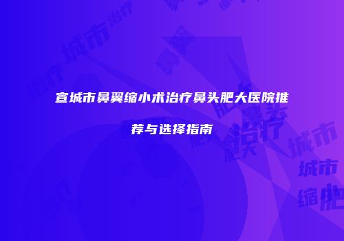 宣城市鼻翼缩小术治疗鼻头肥大医院推荐与选择指南