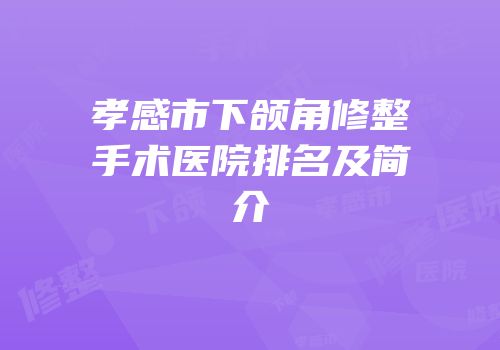 孝感市下颌角修整手术医院排名及简介