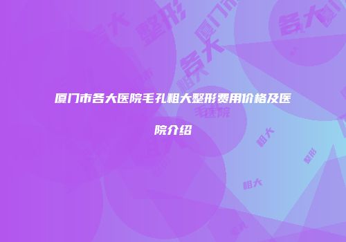 厦门市各大医院毛孔粗大整形费用价格及医院介绍