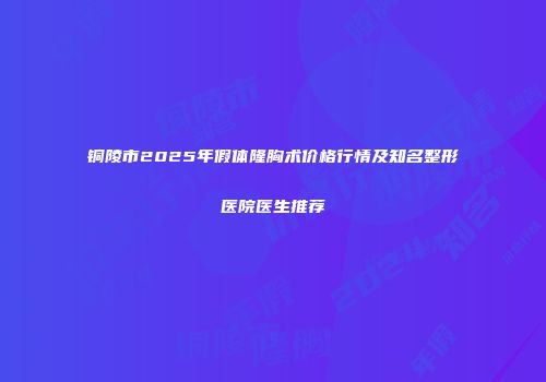 铜陵市2025年假体隆胸术价格行情及知名整形医院医生推荐