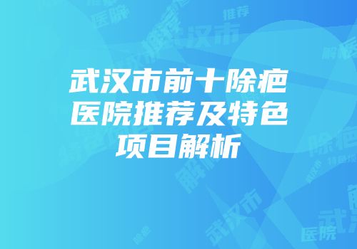 武汉市前十除疤医院推荐及特色项目解析