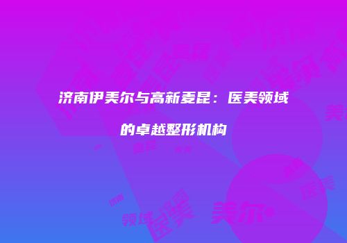 济南伊美尔与高新麦昆：医美领域的卓越整形机构