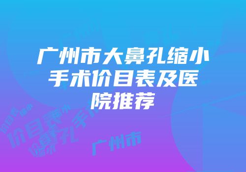 广州市大鼻孔缩小手术价目表及医院推荐