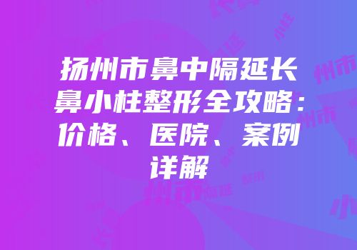 扬州市鼻中隔延长鼻小柱整形全攻略：价格、医院、案例详解