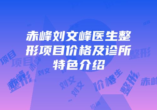 赤峰刘文峰医生整形项目价格及诊所特色介绍