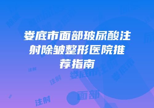 娄底市面部玻尿酸注射除皱整形医院推荐指南