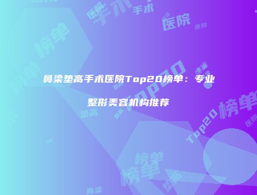 鼻梁垫高手术医院Top20榜单：专业整形美容机构推荐