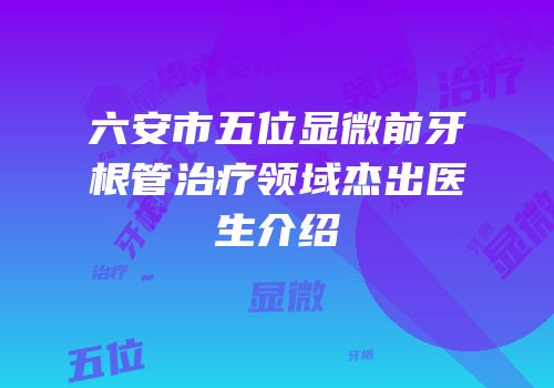 六安市五位显微前牙根管治疗领域杰出医生介绍