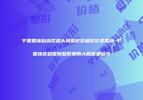 宁夏回族自治区蒜头鼻整形价格价位表盘点-宁夏煤炭总医院整形费用大概需要多少