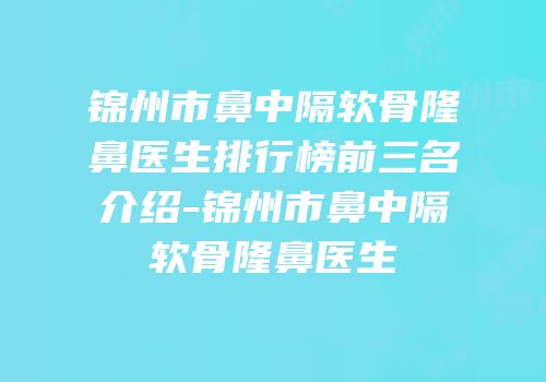 锦州市鼻中隔软骨隆鼻医生排行榜前三名介绍-锦州市鼻中隔软骨隆鼻医生