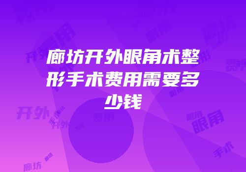 廊坊开外眼角术整形手术费用需要多少钱