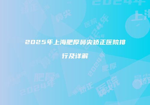 2025年上海肥厚鼻尖矫正医院排行及详解