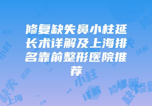 修复缺失鼻小柱延长术详解及上海排名靠前整形医院推荐