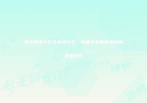 四平微风与公主岭龙仔汇：两家专业整形机构的全面对比