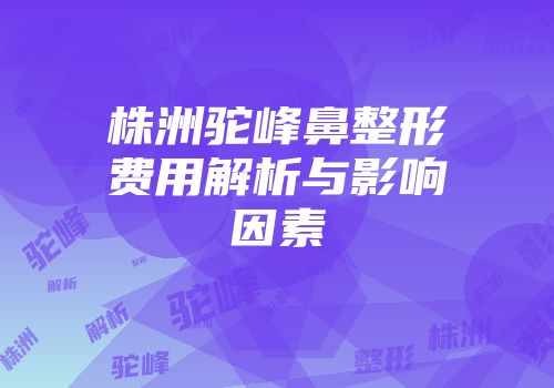 株洲驼峰鼻整形费用解析与影响因素