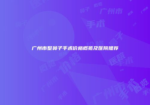 广州市整鼻子手术价格概览及医院推荐