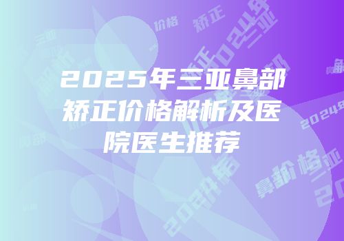 2025年三亚鼻部矫正价格解析及医院医生推荐