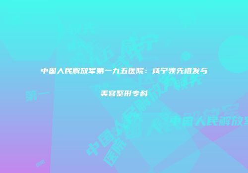 中国人民解放军第一九五医院：咸宁领先植发与美容整形专科