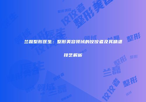 兰磊整形医生：整形美容领域的佼佼者及其精湛技艺解析