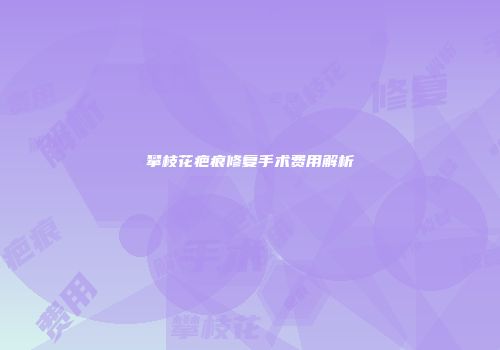 攀枝花疤痕修复手术费用解析