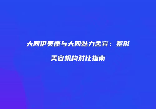 大同伊美康与大同魅力舍宾：整形美容机构对比指南